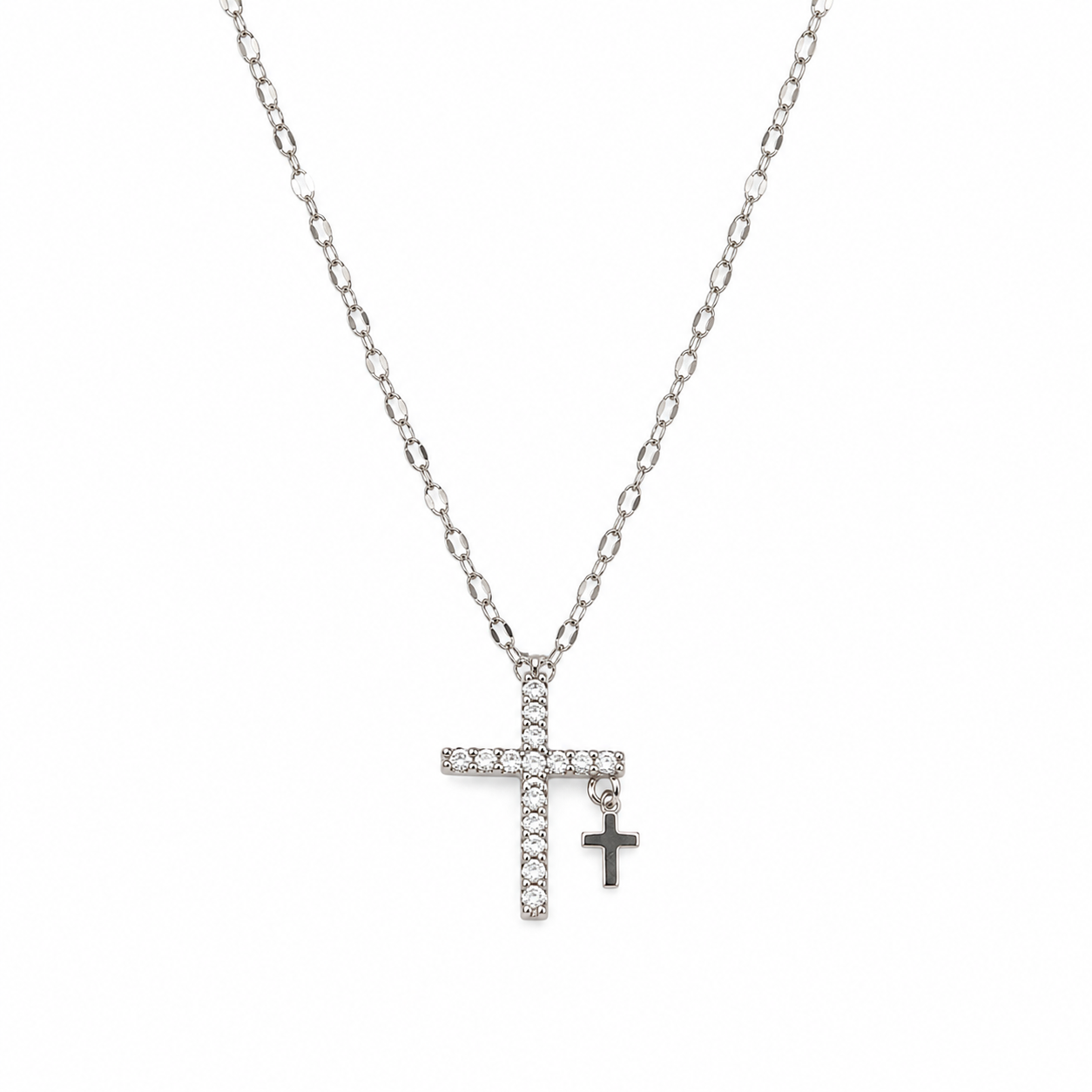 Castor & Pollux Necklace centered on pure white background
