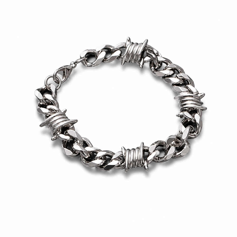 Razorwire Chain bracelet centered on a pure white background
